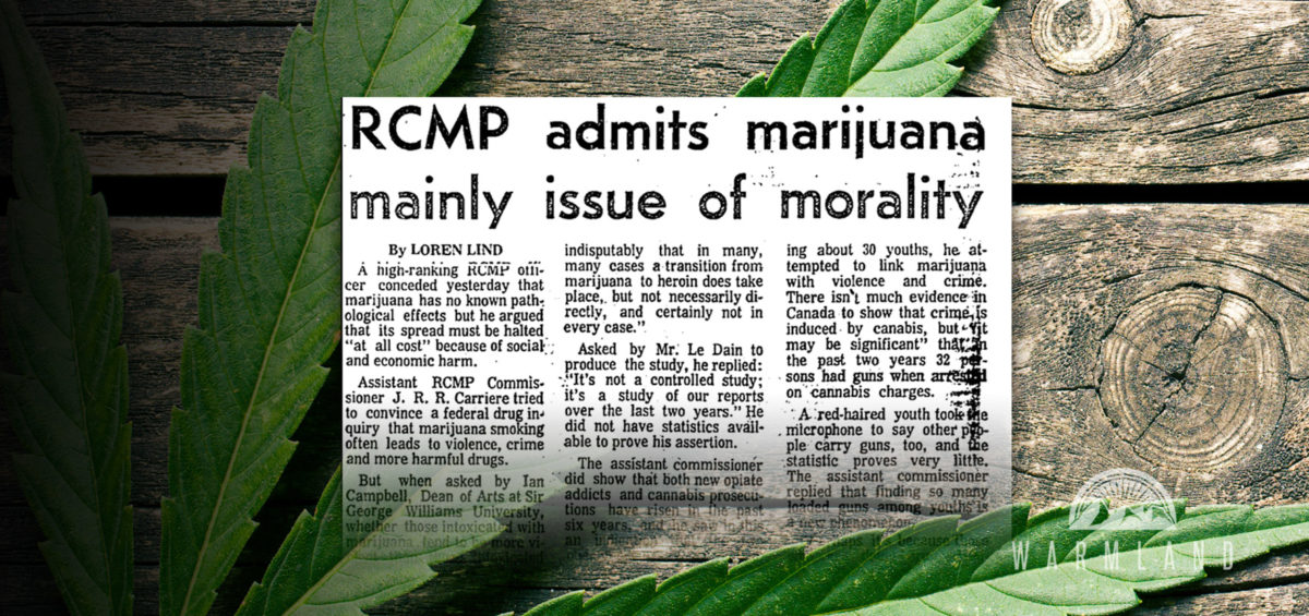 RCMP admits marijuana mainly issue of morality